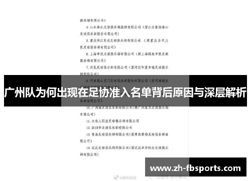 广州队为何出现在足协准入名单背后原因与深层解析